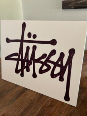 Custom Deep Plum Burgundy Stussy  Streetwear Logo Sign | 12x16